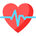 Red heart with blue heartbeat line