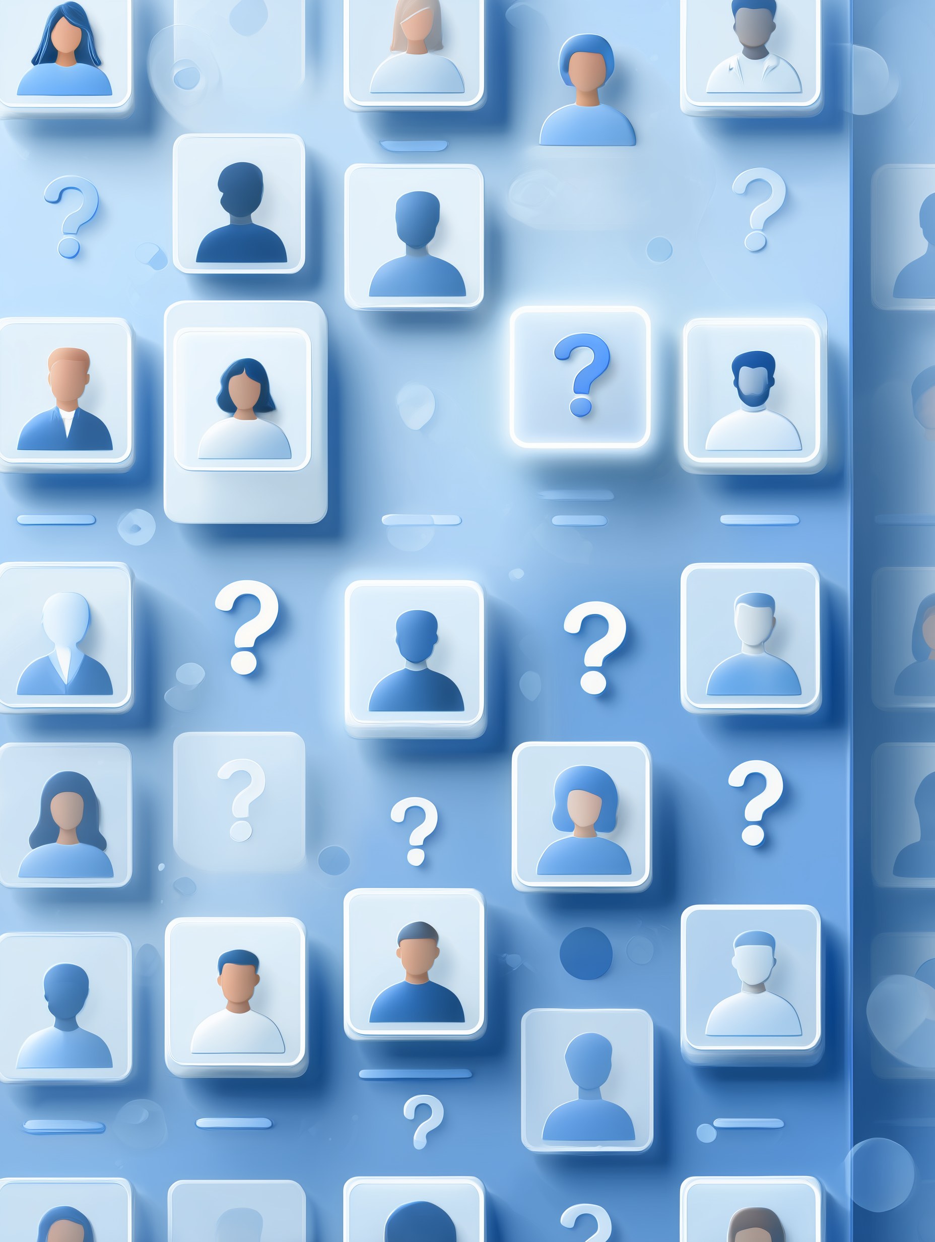 Anonymous employee profile icons with question marks representing random workplace drug testing selection.