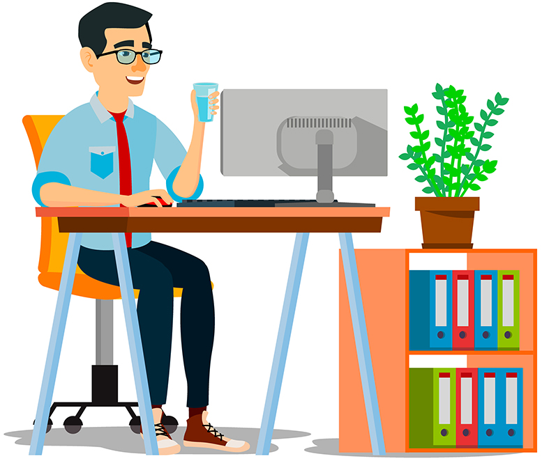 Employment Screening Made Easy Man sitting at his desk on computer